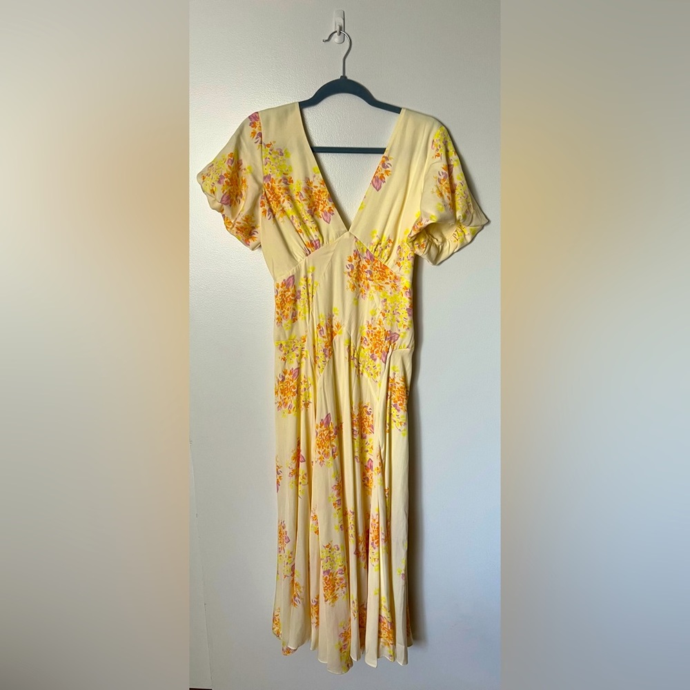 Free People Yellow Floral Midi Dress